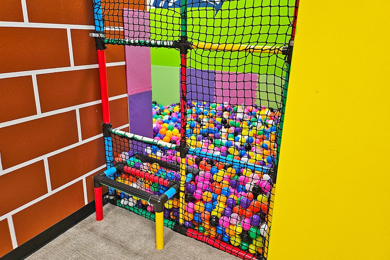 Entrance to ball pit with air tubes