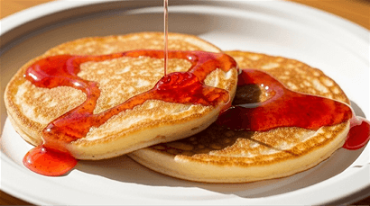 Kidsville Pancakes with Strawberry Syrup